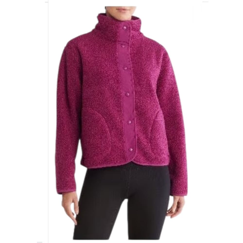 Z by Zella Jacket Womens Size Small Plum Purple Sherpa Snap Button Closure - Picture 3 of 15